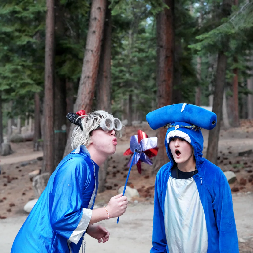 Blue Costume Skit In The Forest